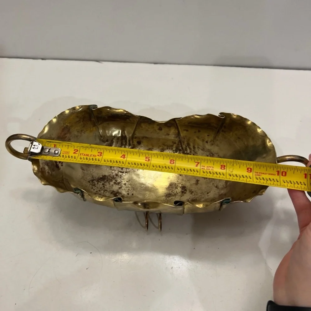 Vintage Hammered Scalloped Brass Bowl